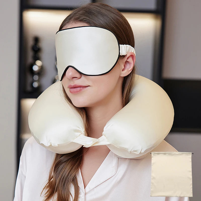 SILK NECK PILLOW WITH EYE MASK