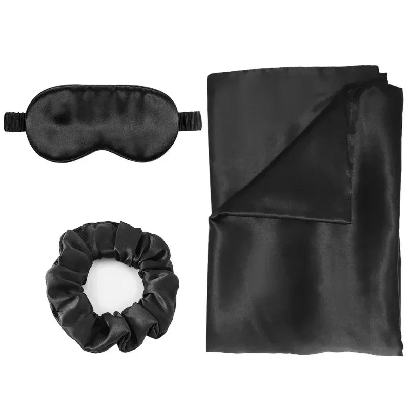 SILK PILLOWCASE MATCHED WITH SLEEPING MASK AND HAIR BAND