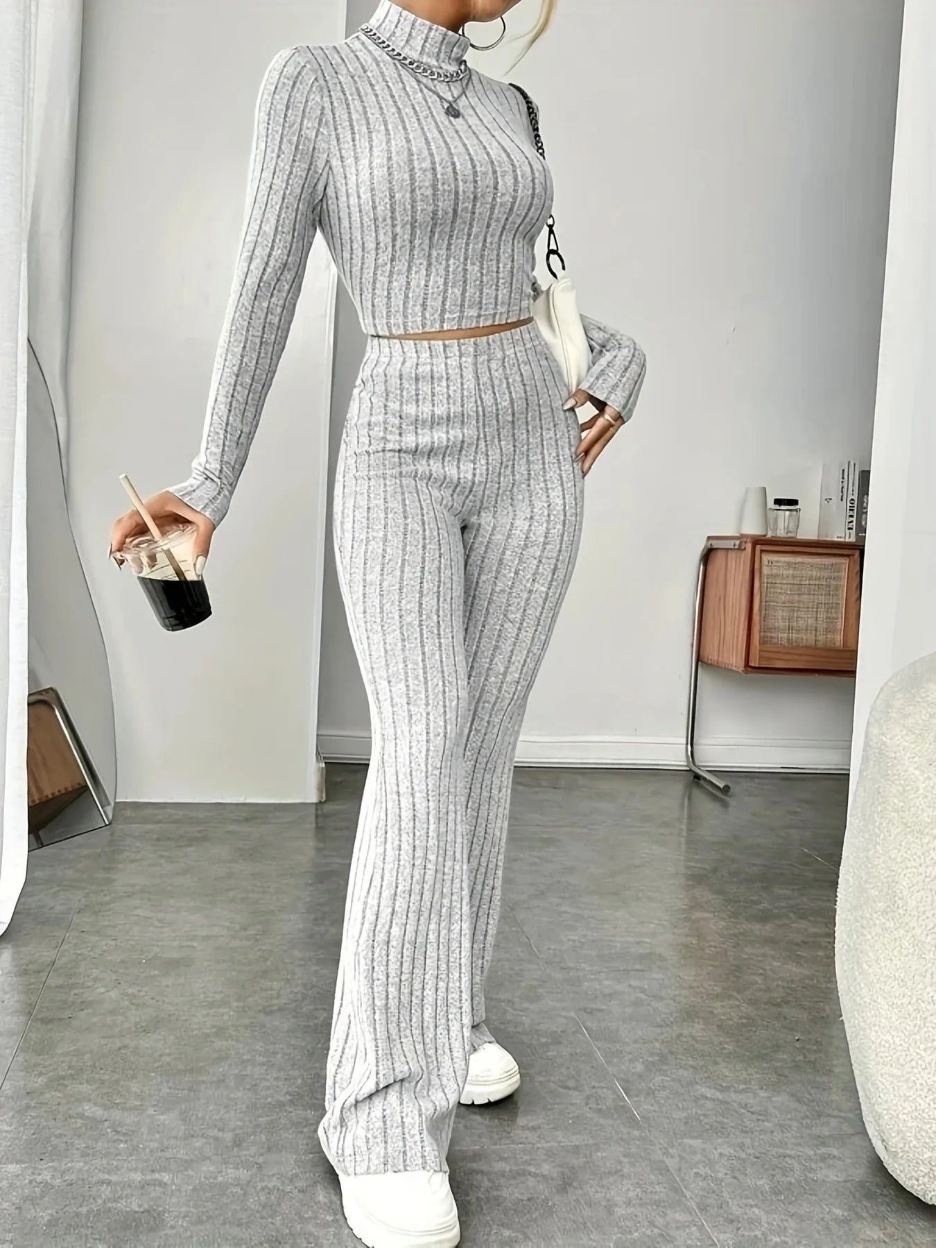 Ribbed Knit Two-Piece Set
