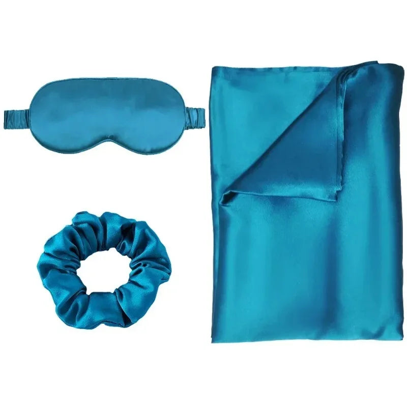 SILK PILLOWCASE MATCHED WITH SLEEPING MASK AND HAIR BAND