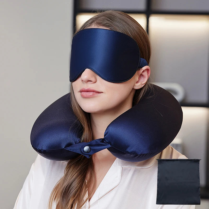 SILK NECK PILLOW WITH EYE MASK