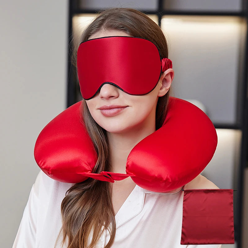 SILK NECK PILLOW WITH EYE MASK