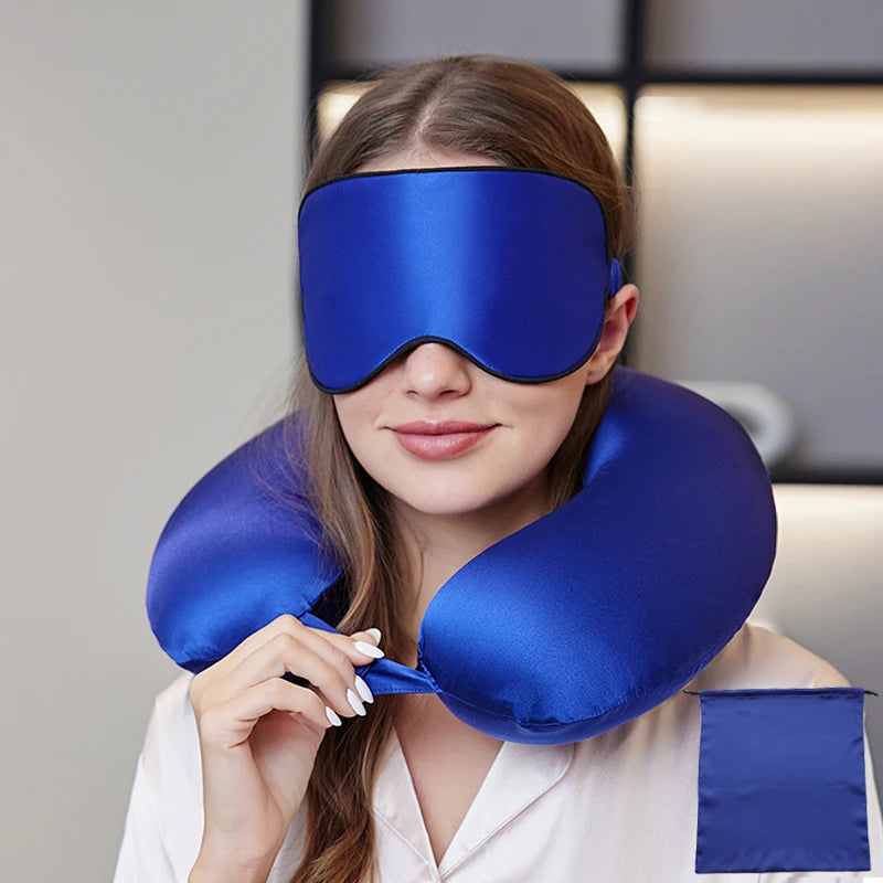 SILK NECK PILLOW WITH EYE MASK