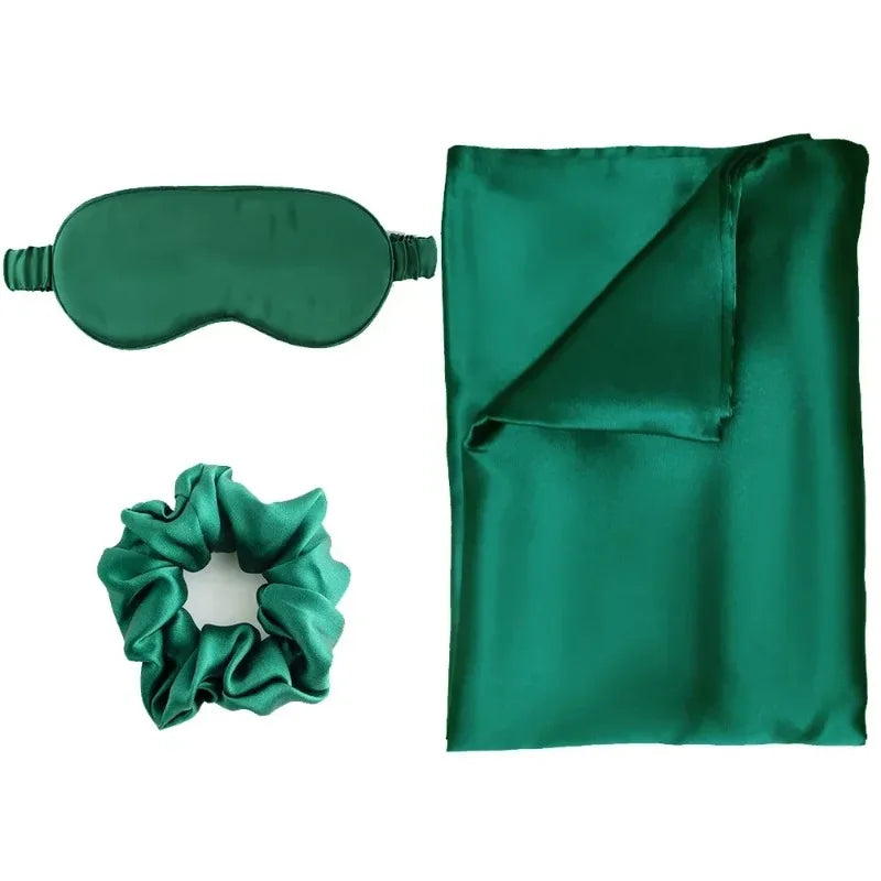 SILK PILLOWCASE MATCHED WITH SLEEPING MASK AND HAIR BAND