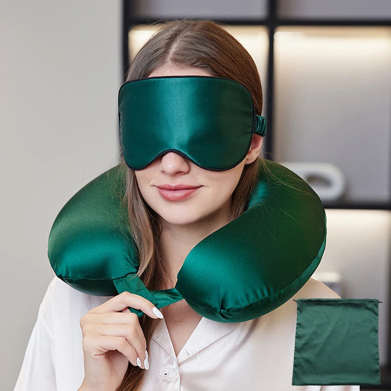 SILK NECK PILLOW WITH EYE MASK