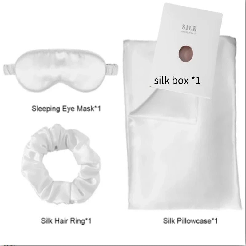 SILK PILLOWCASE MATCHED WITH SLEEPING MASK AND HAIR BAND