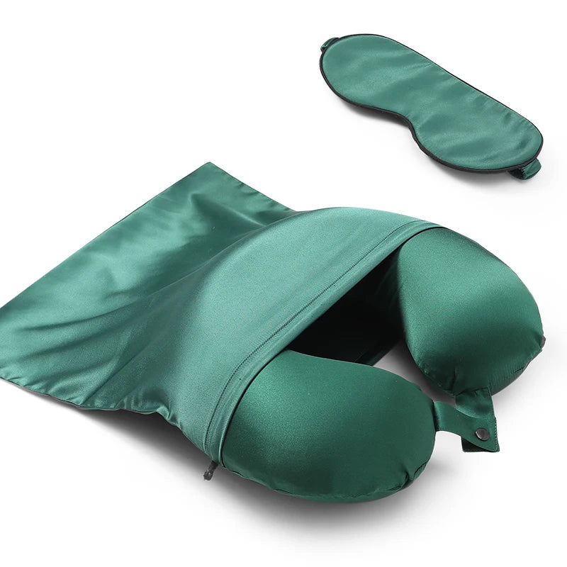 SILK NECK PILLOW WITH EYE MASK